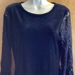 NWT Calvin Klein Black Velvet Blouse Size: Small